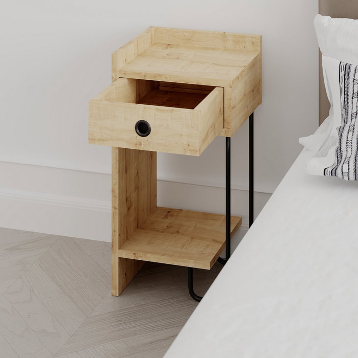 Hanah Home Sirius Left - Oak v2 Mesita de Noche Roble 32x61x30cm
